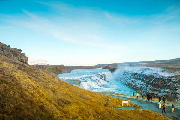 Gullfoss Zlatý Pád Vodopád Kde Součástí Zlatého Kruhu Umístěného Kaňonu — Stock fotografie