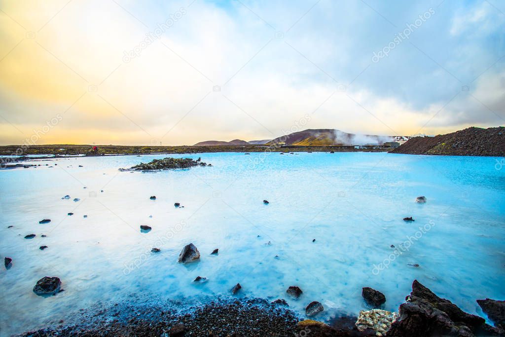 Blue Lagoon, geothermal spa located in a lava field in Grindavik on the Reykjanes Peninsula, southwestern Iceland