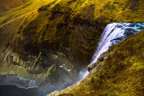 Skogafoss Waterfall Situated Skoga River South Iceland Cliffs Former Coastline — Stock Photo, Image