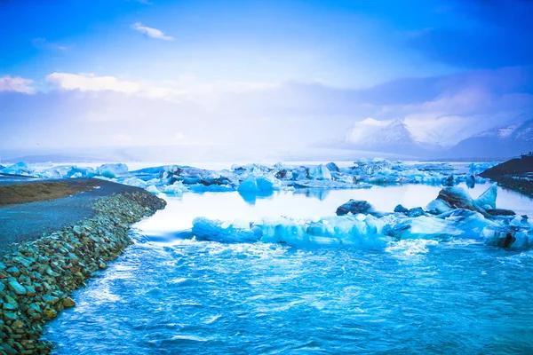 Jokulsarlon Laguna Fluviale Glaciale Grande Lago Glaciale Margini Del Vatnajokull — Foto Stock