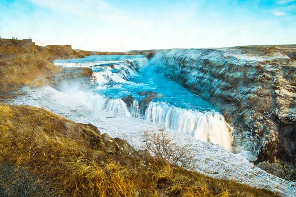 Gullfoss Golden Fall Ett Vattenfall Där Del Den Gyllene Cirkeln — Stockfoto