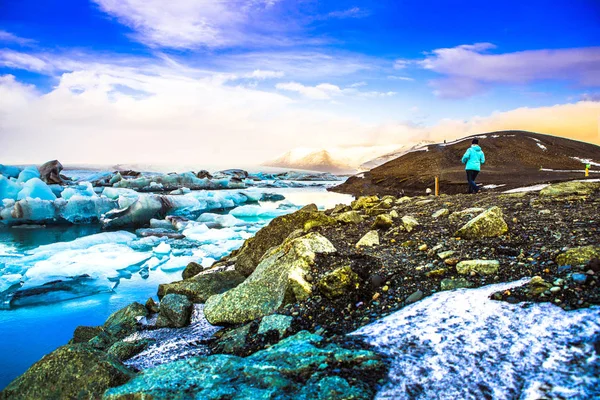 Glaciärlagunen Glacial River Lagoon Stor Issjö Utkanten Vatnajökull Nationalpark Sydöstra — Stockfoto