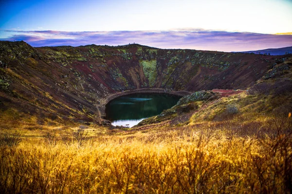 Керит Керид Озеро Вулканического Кратера Расположенное Районе Гримснеса Юге Исландии — стоковое фото
