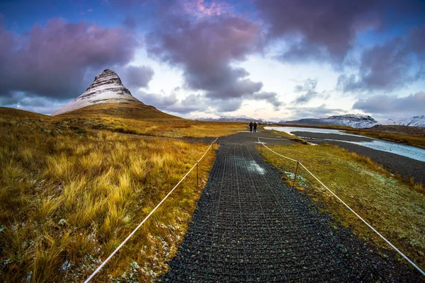 Kirkjufell (Icelandic, Church mountain), a 463 m high mountain on the north coast of Icelands Snaefellsnes peninsula, near the town of Grundarfjordur, Iceland