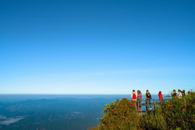 Chiang Mai, Thailand - November 22, 2018 - Unidentified people come to see sea of cloud at viewpoint of Kew Mae Pan Nature Trail at Doi Inthanon National Park