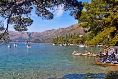 Cavtat'taki Adriyatik Denizi kıyısı, Dubrovnik-Neretva County, Hırvatistan