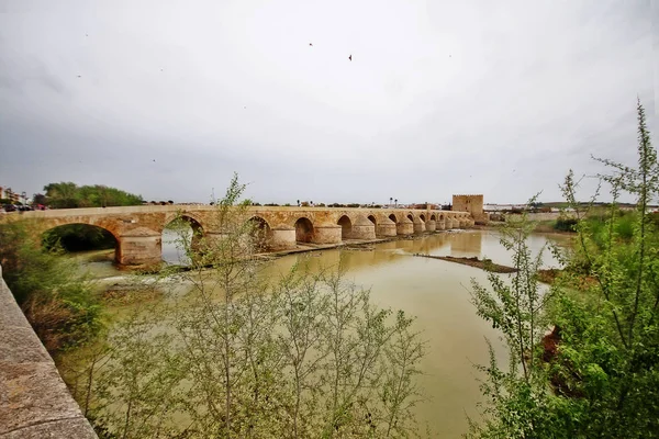 科尔多瓦罗马桥 Roman Bridge Cordoba 西班牙南部Andalusia Crdoba Cordova 科尔多瓦历史中心的一座桥 横跨瓜达尔基维尔河 — 图库照片