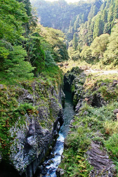 Die Takachiho Schlucht Ein Schmaler Abgrund Der Vom Gokase Fluss — Stockfoto