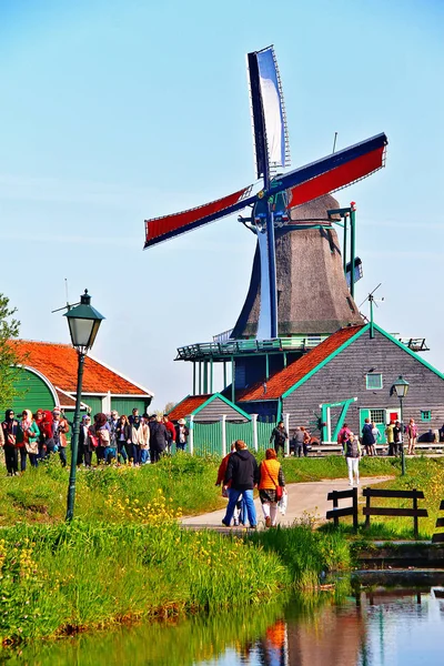 Amsterdam Netherlands May 2016 Scene Dutch Village Windmill Zaanse Schans Fotografia De Stock