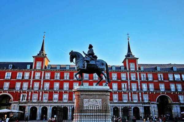 Madrid España Marzo 2017 Estatua Felipe Iii Centro Plaza Mayor Fotos de stock libres de derechos