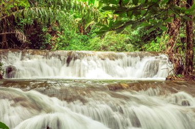 Kroeng Krawia Waterfall in Sangkhlaburi, Kanchanaburi, Thailand.