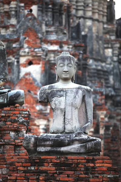 Antica Statua Buddha Wat Chaiwatthanaram Vecchio Tempio Nel Parco Storico — Foto Stock