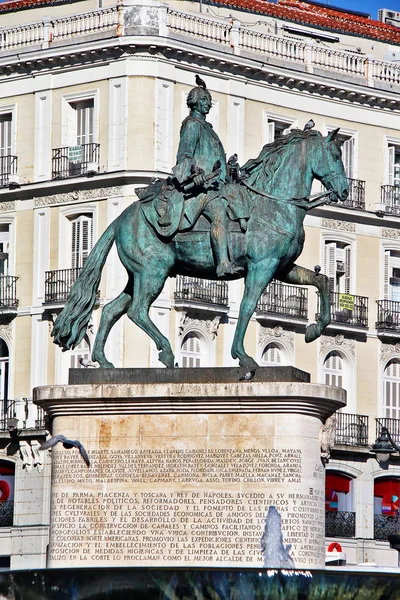 Madrid Espagne Mars 2017 Monument Roi Charles Iii Espagne Surnommé — Photo