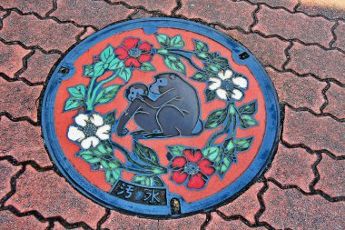 Oita Prefecture, Kyushu Region, Japonya - 19 Eylül 2009 - Oita sembolü ile rögar kapağı