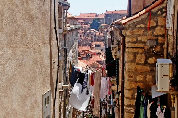 Cena Rua Estreita Com Casa Vintage Cidade Velha Dubrovnik Croácia — Fotografia de Stock