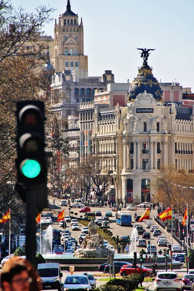 Madrid Spanya Mart 2017 Alcal Caddesi Calle Alcal Metropolis Binası — Stok fotoğraf