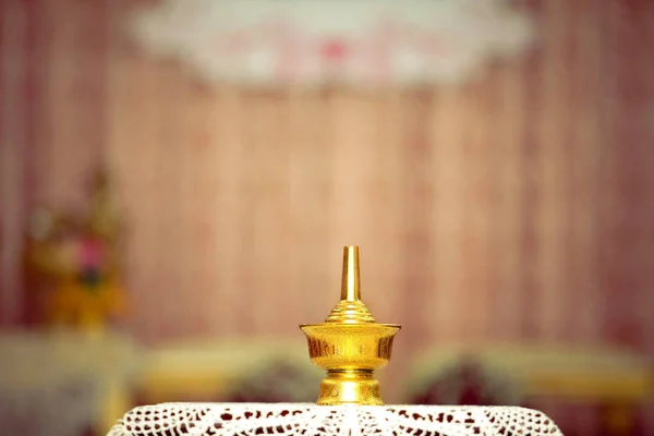 Recipiente Bronze Água Benta Para Noiva Noivo Mérito Budista Cerimônia — Fotografia de Stock