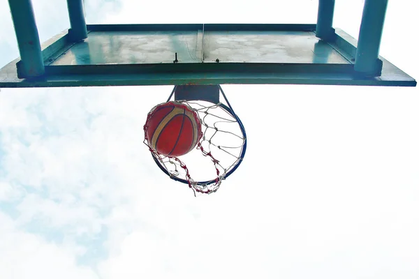 Basquete Jogado Aro Marcando Jogo — Fotografia de Stock