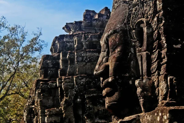 Gesichtsturm Von Bayon Entworfen Ähnlich Dem König Jayavarman Vii Angkor — Stockfoto