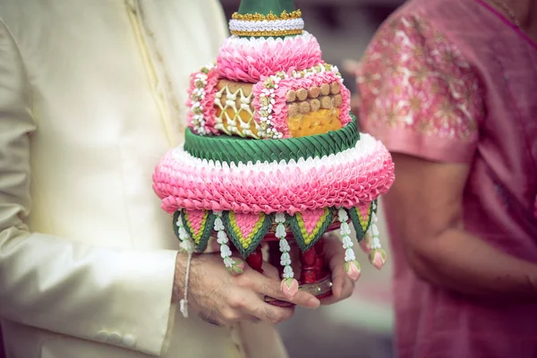 Traditionele Dienblad Van Gift Voor Bruidegom Familie Parade Genaamd Khan — Stockfoto