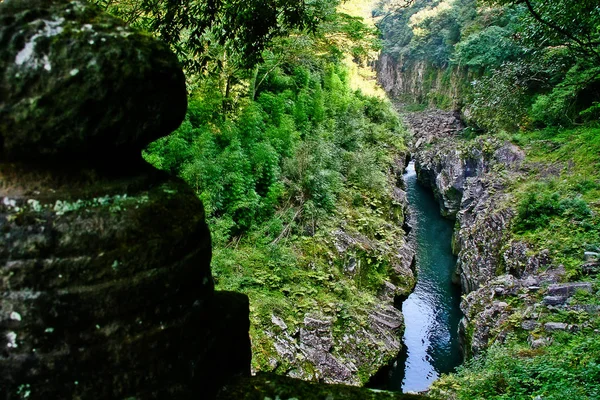 Die Takachiho Schlucht Ein Schmaler Abgrund Der Vom Gokase Fluss — Stockfoto
