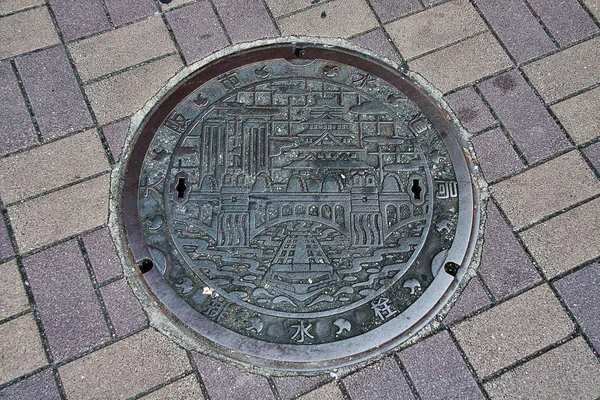 Osaka Saka Shi Kansai Region Japan September 2009 Manhole Cover — Foto Stock