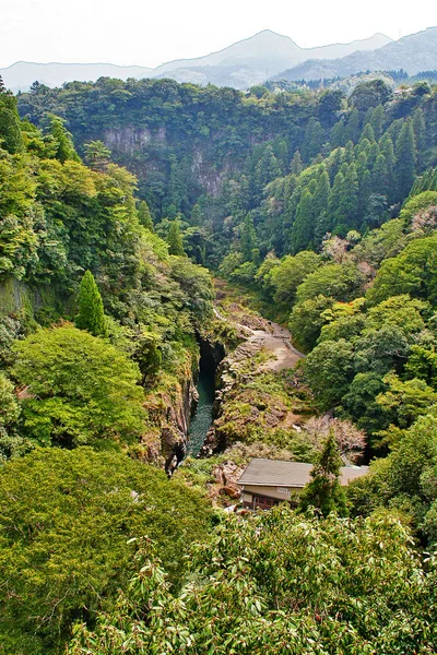 Takachiho Gorge Estrecho Abismo Cortado Través Roca Por Río Gokase — Foto de Stock