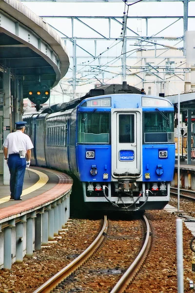 Поезд Платформе Hakodate Station Hakodate Eki Железнодорожной Станции Главной Линии — стоковое фото
