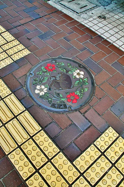 Prefektura Oita Kjúšú Japonsko Září 2009 Kryt Manhole Symbolem Oita — Stock fotografie