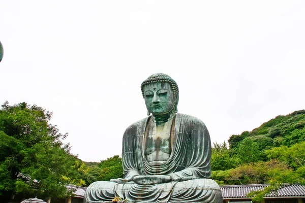 Kamakura Daibutsu Gran Buda Estatua Bronce Amida Buddha Templo Kotoku — Foto de Stock