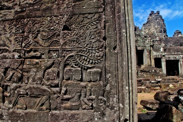 Khmer Army Bas Relief Bayon Temple Angkor Thom Great City — Stock Photo, Image