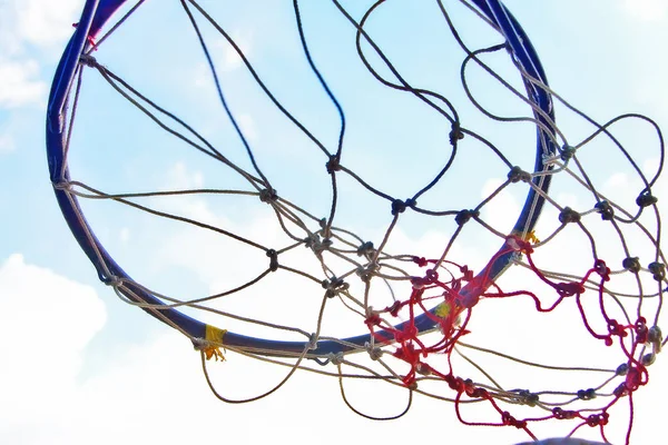 Red Aro Baloncesto Movimiento Después Baloncesto Lanzado — Foto de Stock