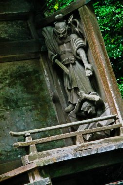 Takachiho, Nishiusuki District, Miyazaki Prefecture, Kyushu, Japonya - 18 Eylül 2009 - Takachiho Tapınağı (Takachiho Jinja), Takachihosumegami ve Jisshyadaimyoujin adanmış bir Shinto türbesi