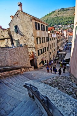 Cizvit merdivenler, anıtsal barok merdiven Poljana Rudera Boskovica Meydanı, Nerede St Ignatius Kilisesi bulunan yol açar, Dubrovnik, Hırvatistan