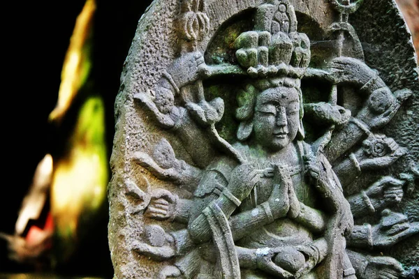 Kannon Standbeeld Langs Ingang Van Het Park Seiryuzan Zuiganji Seiryuzan — Stockfoto