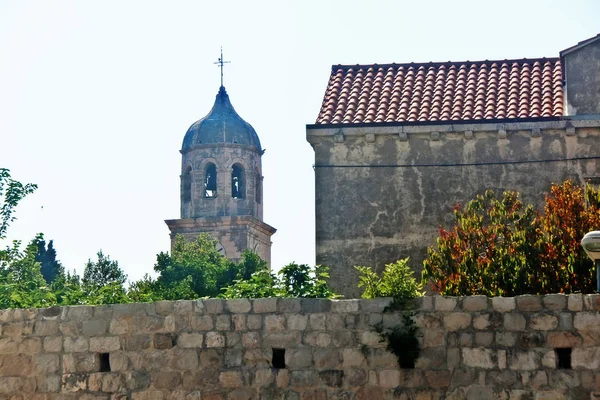 Klocktornet Renässansen Med Den Åttkantiga Kupolen Nicholas Church Cavtat Dubrovnik — Stockfoto