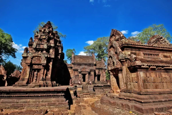 Banteay Srei Cytadela Kobiet Tribhuvanamahevara Lub Wielki Pan Threefold World — Zdjęcie stockowe