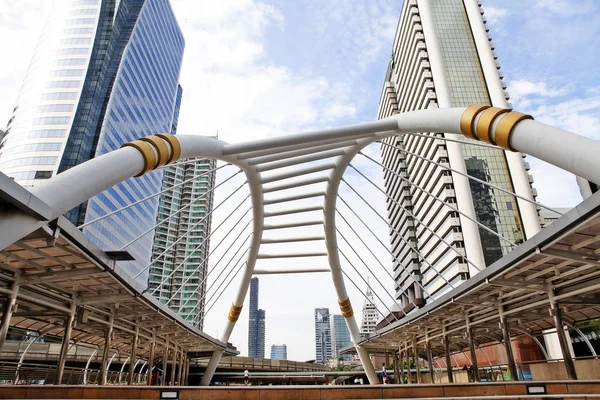 Cityscape Bangkok Com Chong Nonsi Skywalk Bridge Bangkok Tailândia — Fotografia de Stock