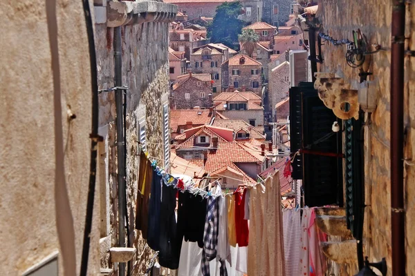 Cena Rua Estreita Com Casa Vintage Cidade Velha Dubrovnik Croácia — Fotografia de Stock