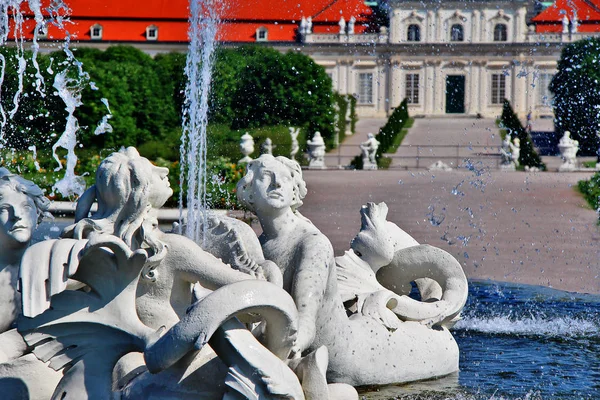 Esculturas Fuentes Belvedere Jardines Con Belvedere Inferior Viena Wien Austria — Foto de Stock