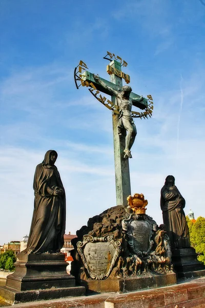 Statuary Holy Crucifix Calvary 17Th Century Crucifixion Statue Hebrew Lettering — Stock Photo, Image