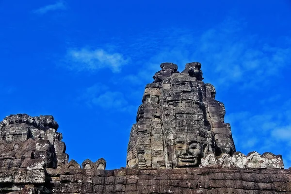 Tvář Věže Bayon Navržena Podobnost Králem Jayavarman Vii Angkor Thom — Stock fotografie