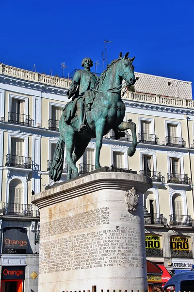 Madri Espanha Março 2017 Monumento Rei Carlos Iii Espanha Apelidado — Fotografia de Stock