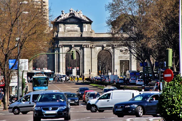 Madrid Spanya Mart 2017 Puerta Alcal Alcal Gate Veya Citadel — Stok fotoğraf