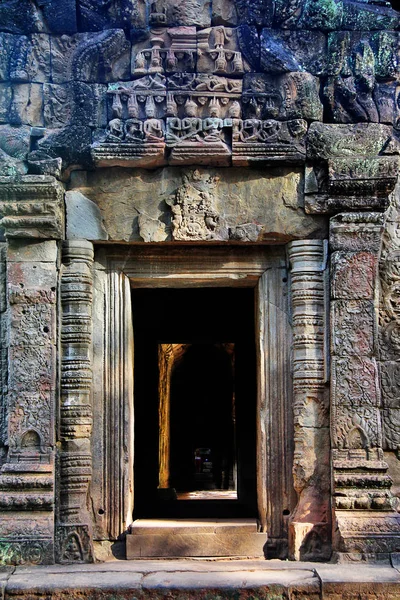 Gevel Van Tempel Prohm Khmer Prasat Prohm Bayon Stijl Tempel — Stockfoto