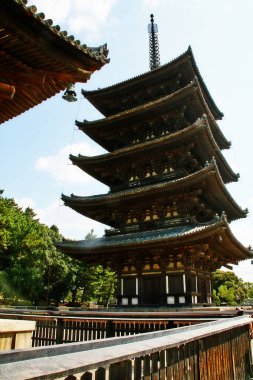 Beş katlı pagoda (Goj-no-t) Kfuku-ji tapınağında (Kfuku-ji), Nara (Nara-shi), Nara ili, Kansai bölgesi, Japonya
