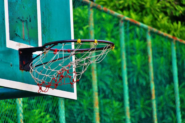 Net Basquete Cesto Movendo Depois Basquete Jogado — Fotografia de Stock