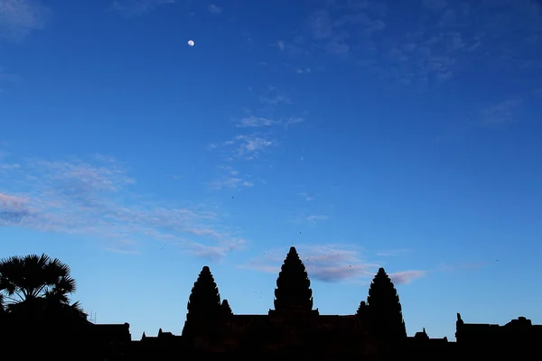 Silhueta Angkor Wat Nokor Wat Templo Capital Pôr Sol Angkor — Fotografia de Stock