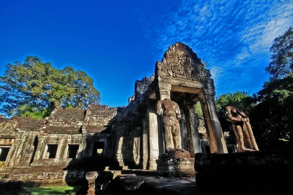 Ruïne Sculptuur Gevel Van Preah Khan Khmer Royal Sword Een — Stockfoto