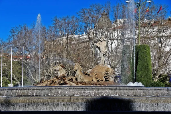 Neptün Çeşmesi Fuente Neptuno Paseo Del Prado Prado Bulvarı Madrid — Stok fotoğraf